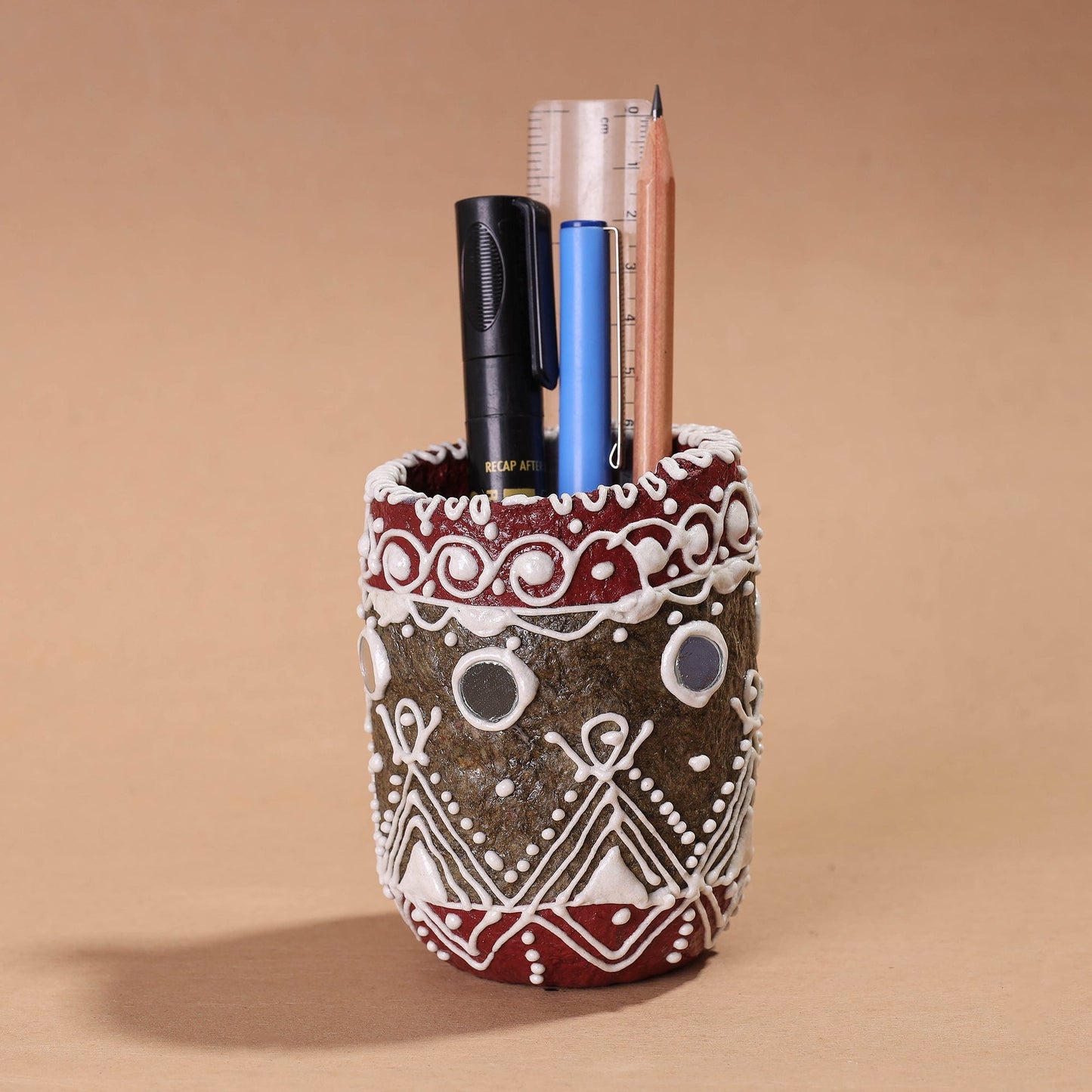 Mandana Art Handpainted Paper Mache Pen Stand