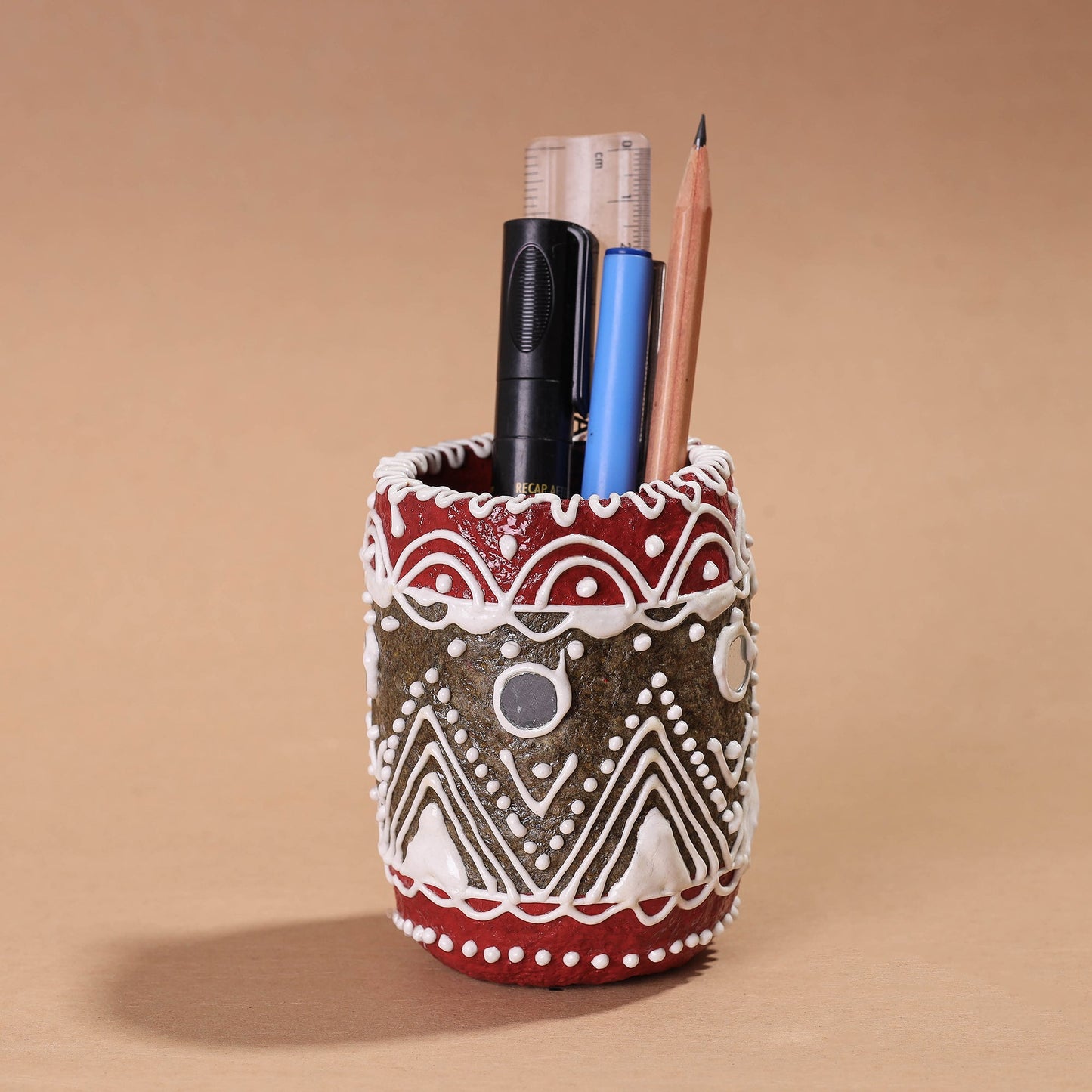 Mandana Art Handpainted Paper Mache Pen Stand