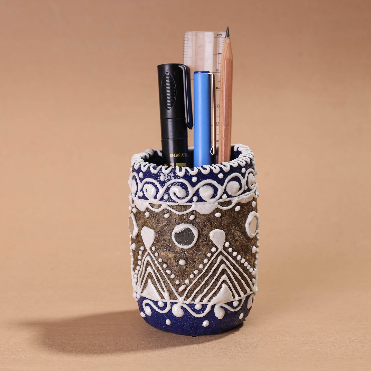Mandana Art Handpainted Paper Mache Pen Stand