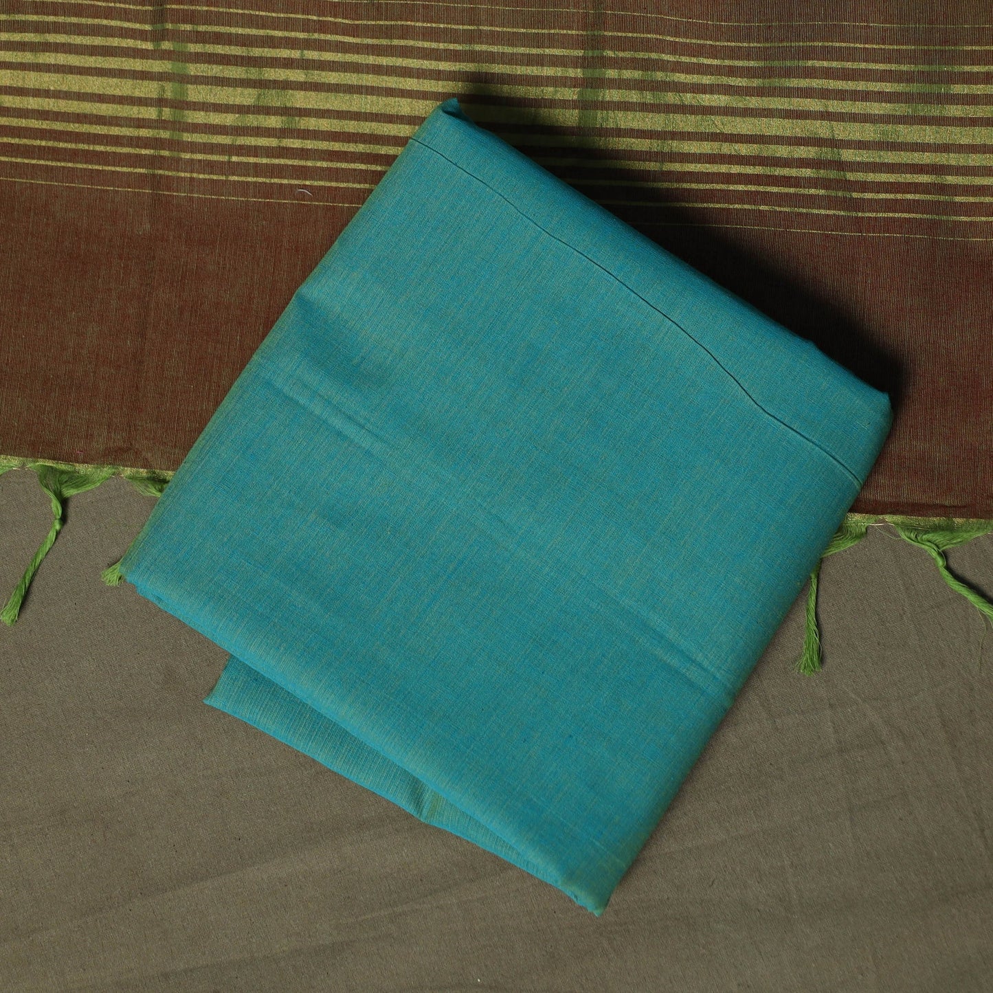 Mangalagiri cotton 3pc unstitched dress material with zari