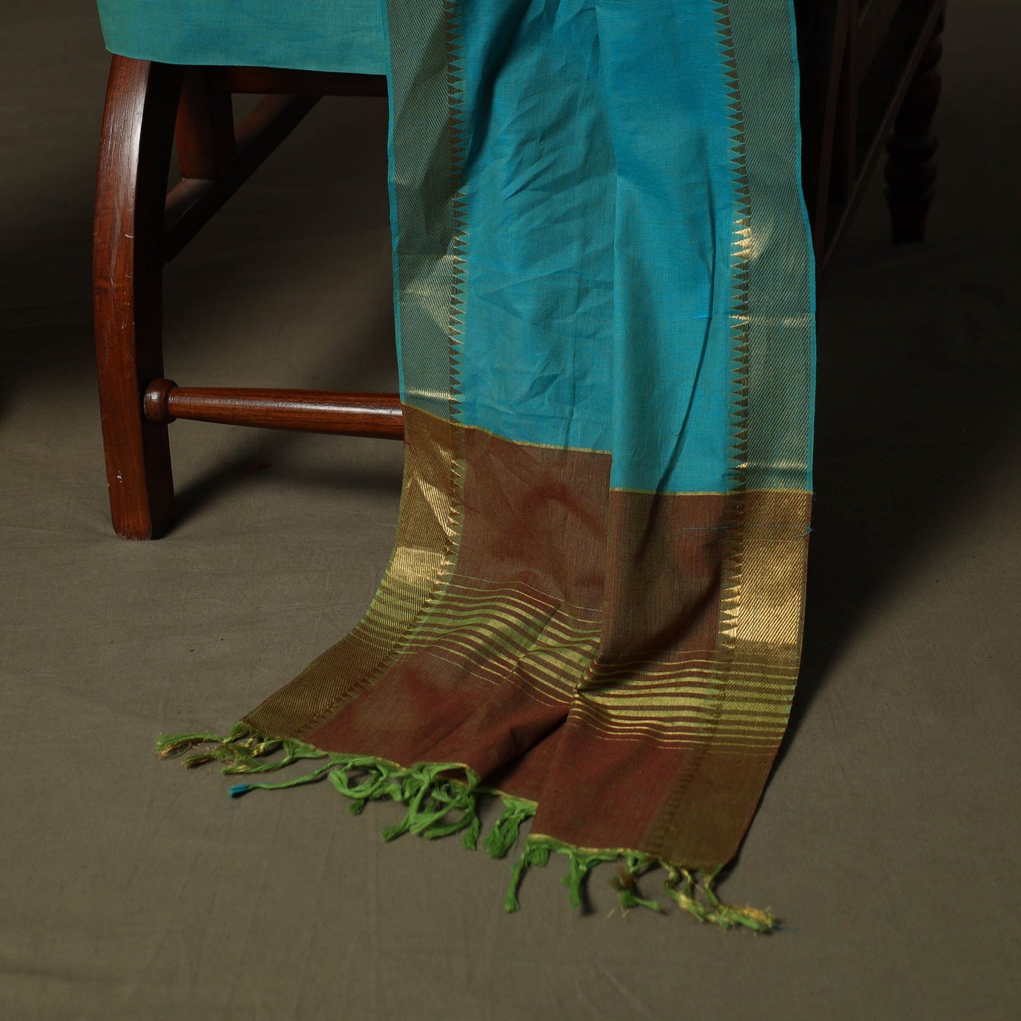 Mangalagiri cotton 3pc unstitched dress material with zari