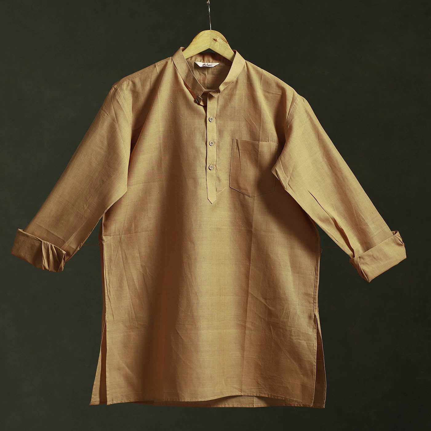 Brown - mangalagiri handloom cotton short kurta for men 15