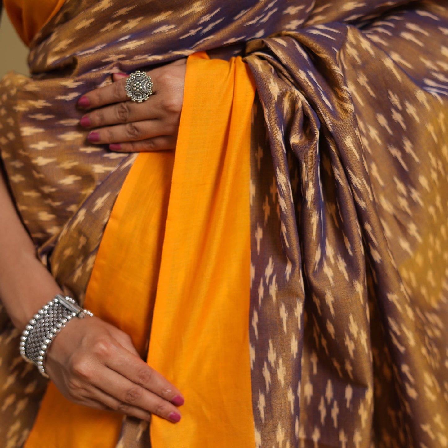 Mercerised Cotton Handloom Pochampally Ikat Saree