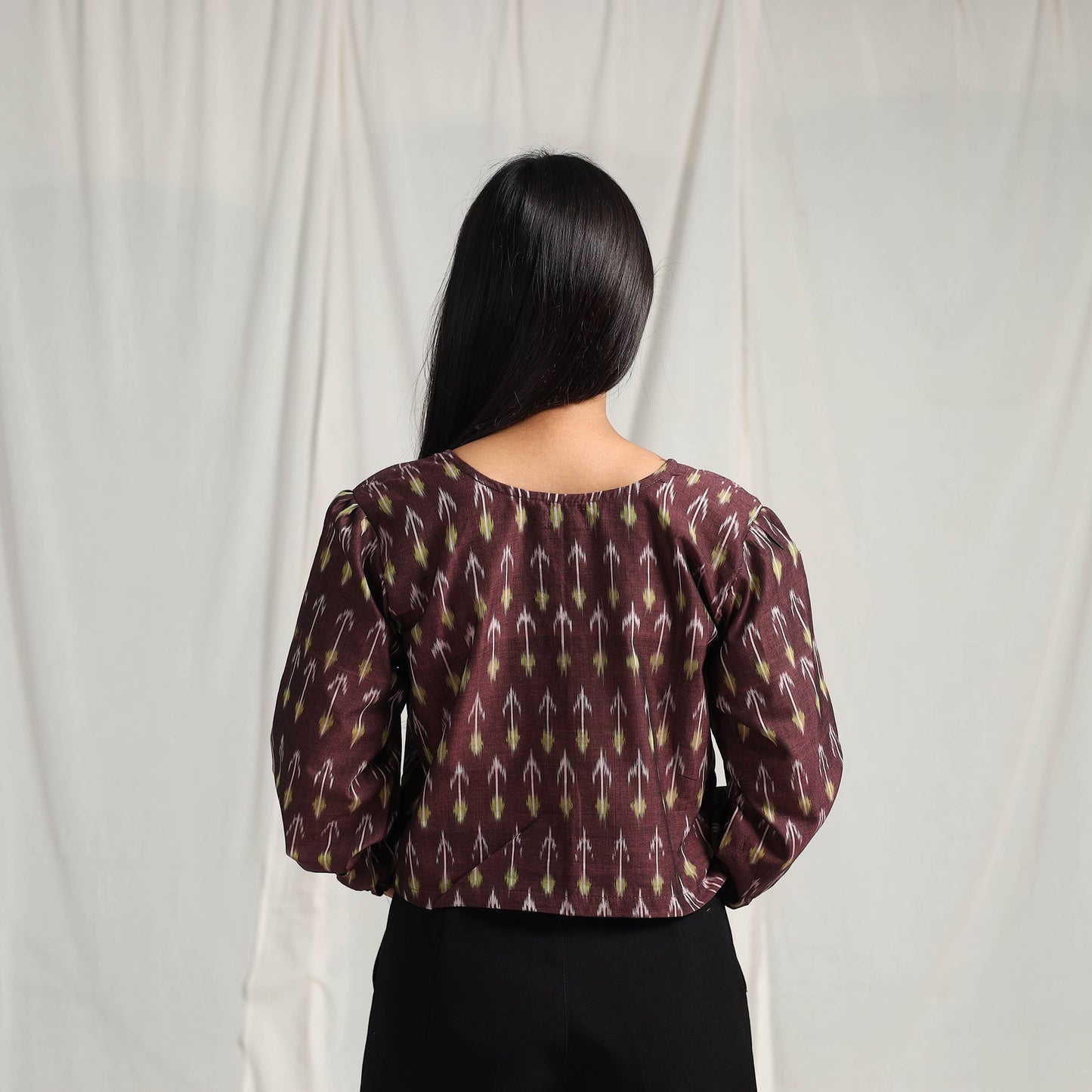 Buy Mercerised Cotton Pochampally Ikat Crop Top