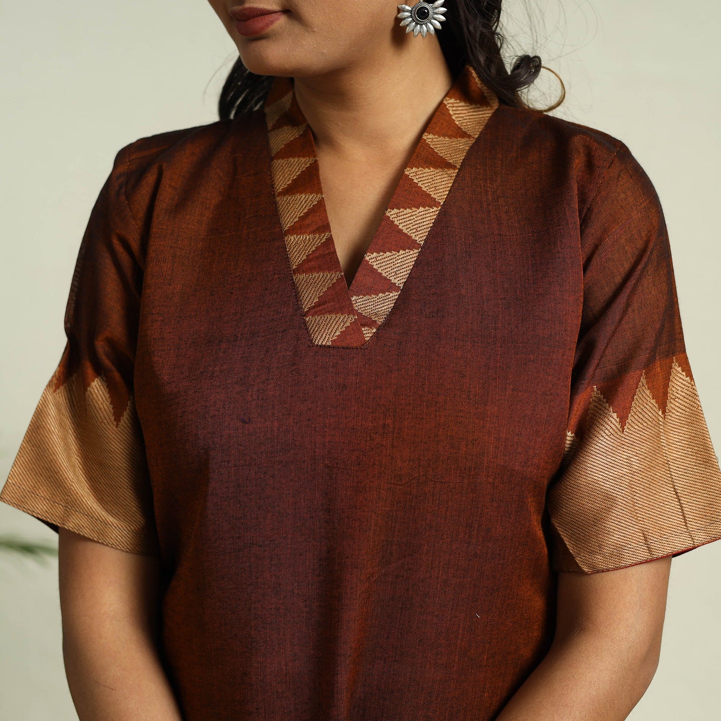 Brown Mercerised Cotton Straight Dharwad Kurta