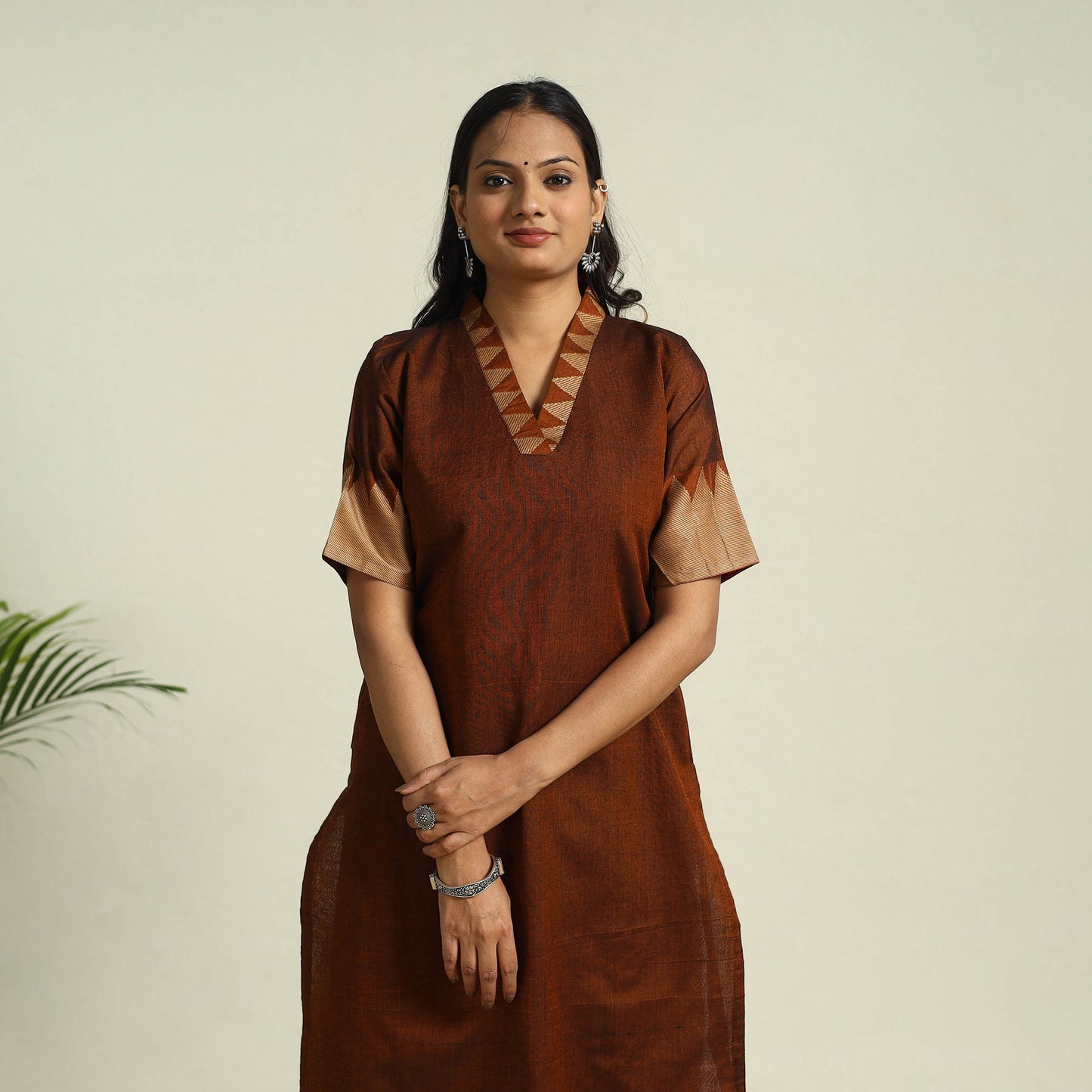 Brown Mercerised Cotton Straight Dharwad Kurta