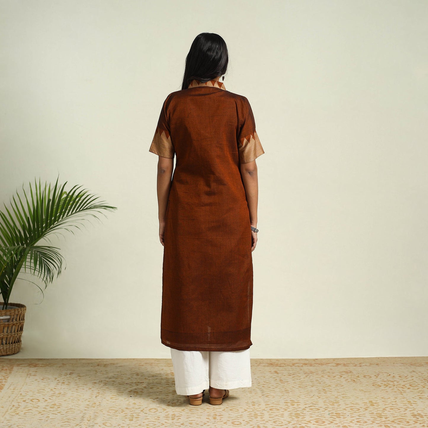 Brown Mercerised Cotton Straight Dharwad Kurta