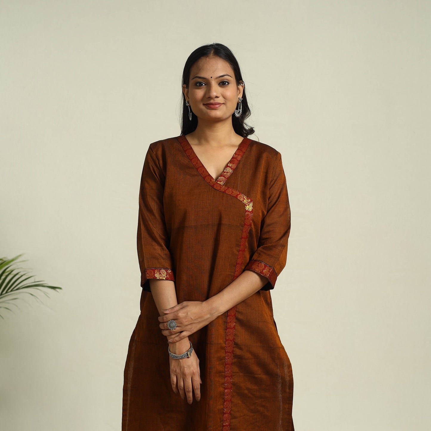 Brown Mercerised Cotton Straight Dharwad Kurta