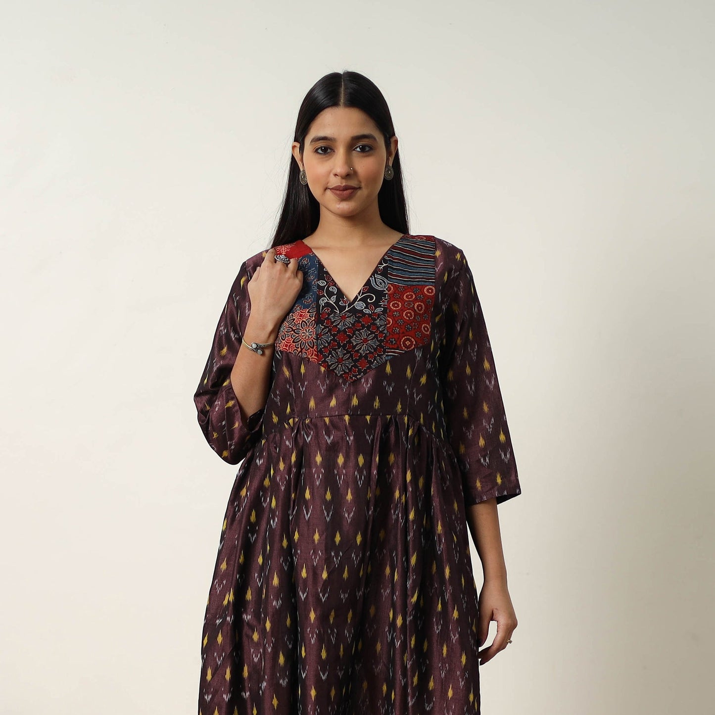 Mercerized Cotton Flared Pochampally Ikat Dress