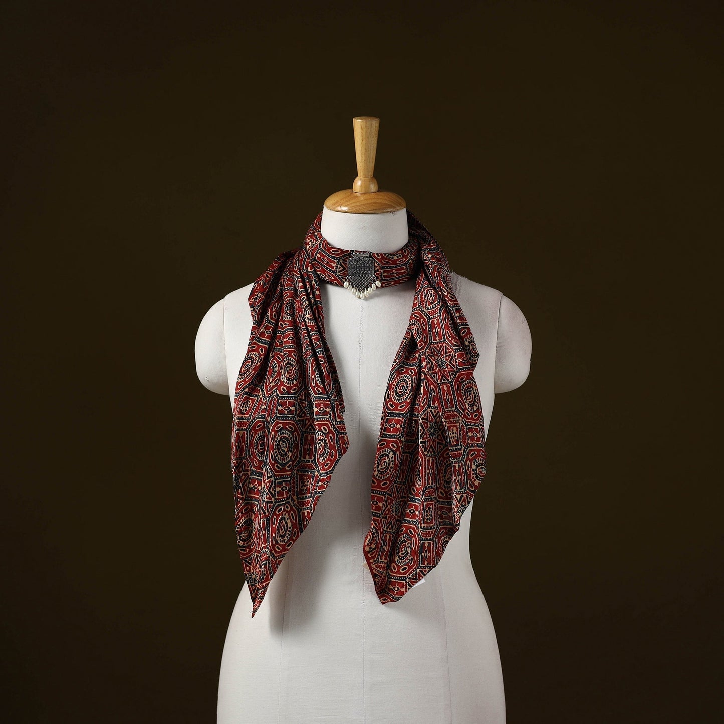 Modal silk pendant necklace scarf 26 - handcrafted