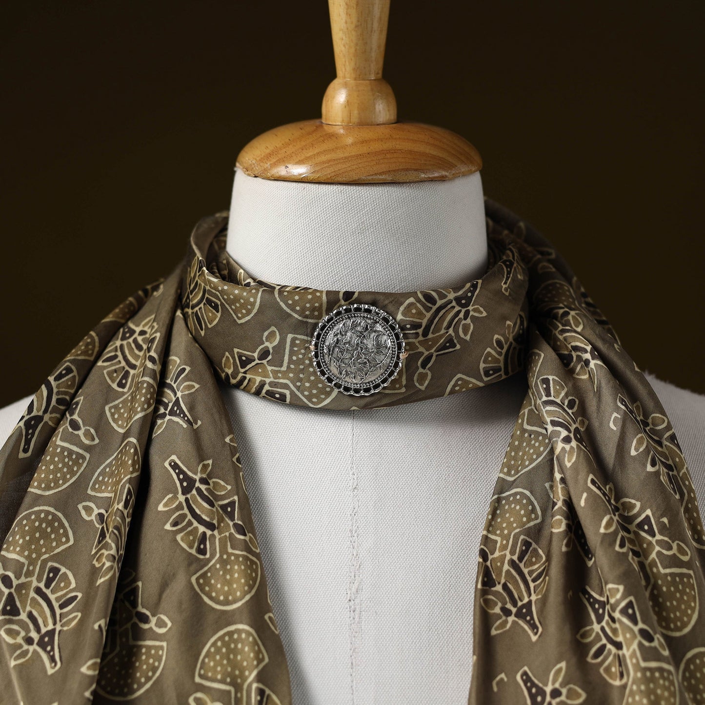 Modal silk pendant necklace scarf 38 - handcrafted