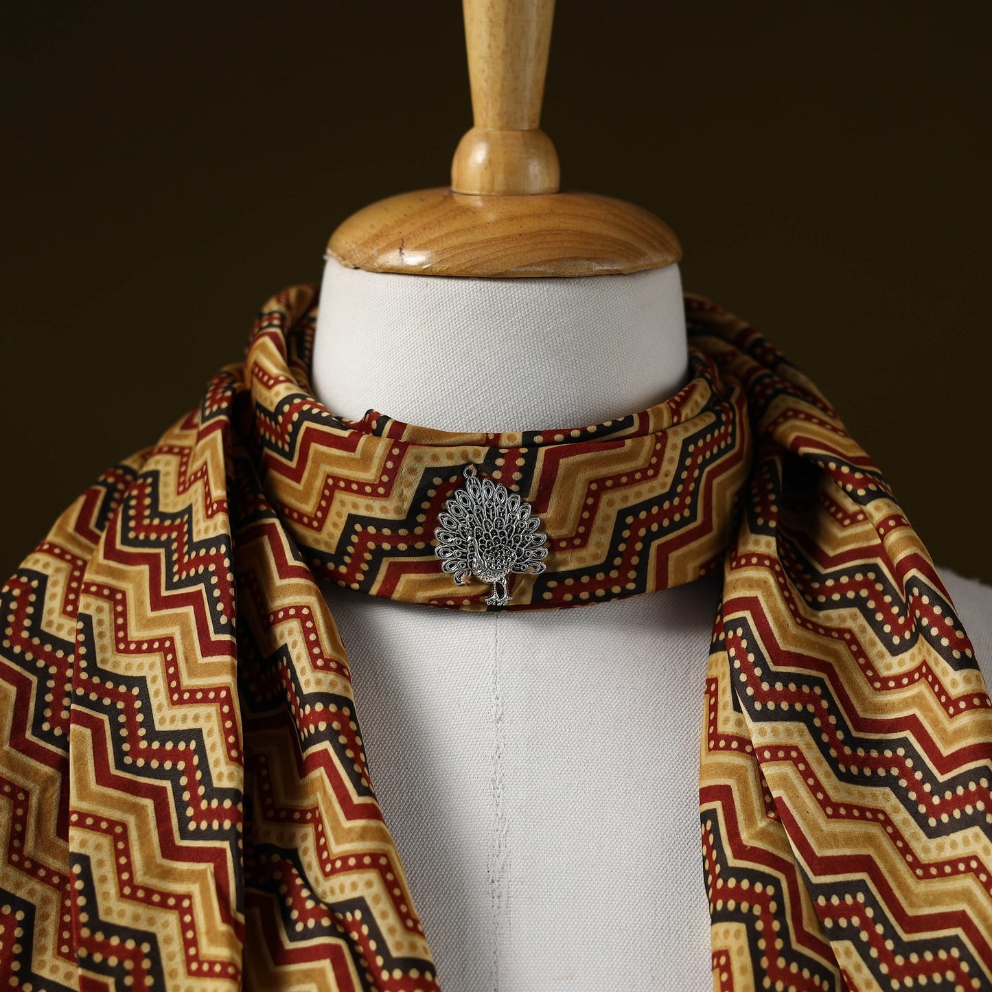 Modal silk pendant necklace scarf 53 - handcrafted