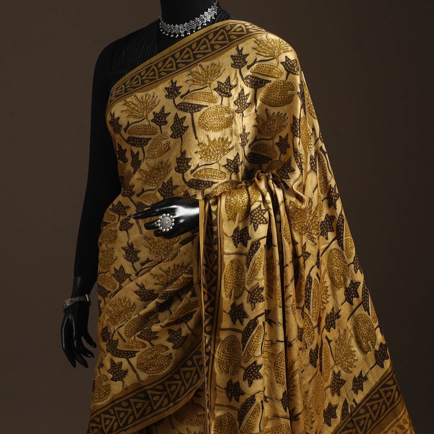 Modal silk hand bagru saree 31 - handcrafted