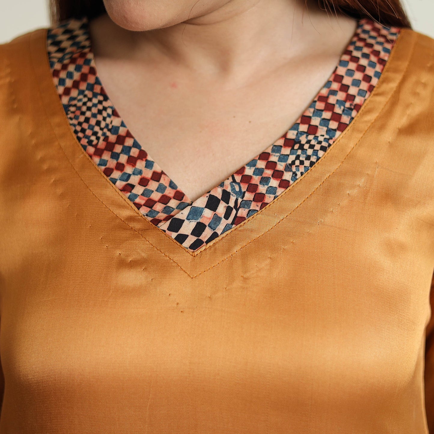 Brown - modal silk plain long straight kurta 46