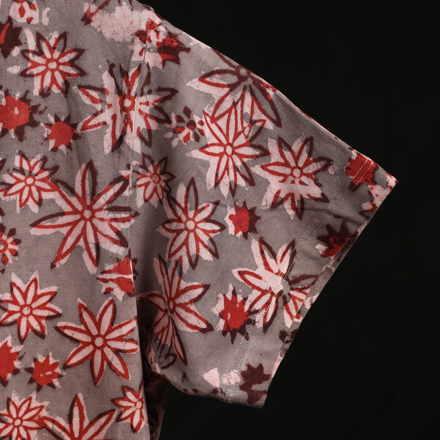 Natural dyed bindaas block art printed cotton v neck