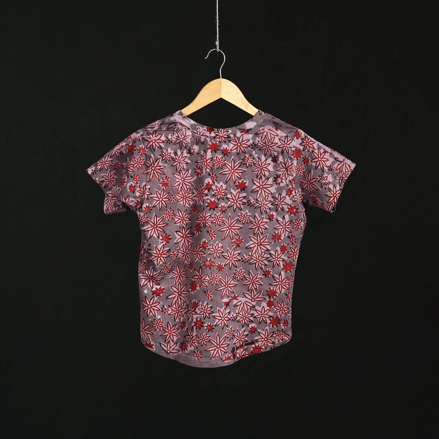 Natural dyed bindaas block art printed cotton v neck