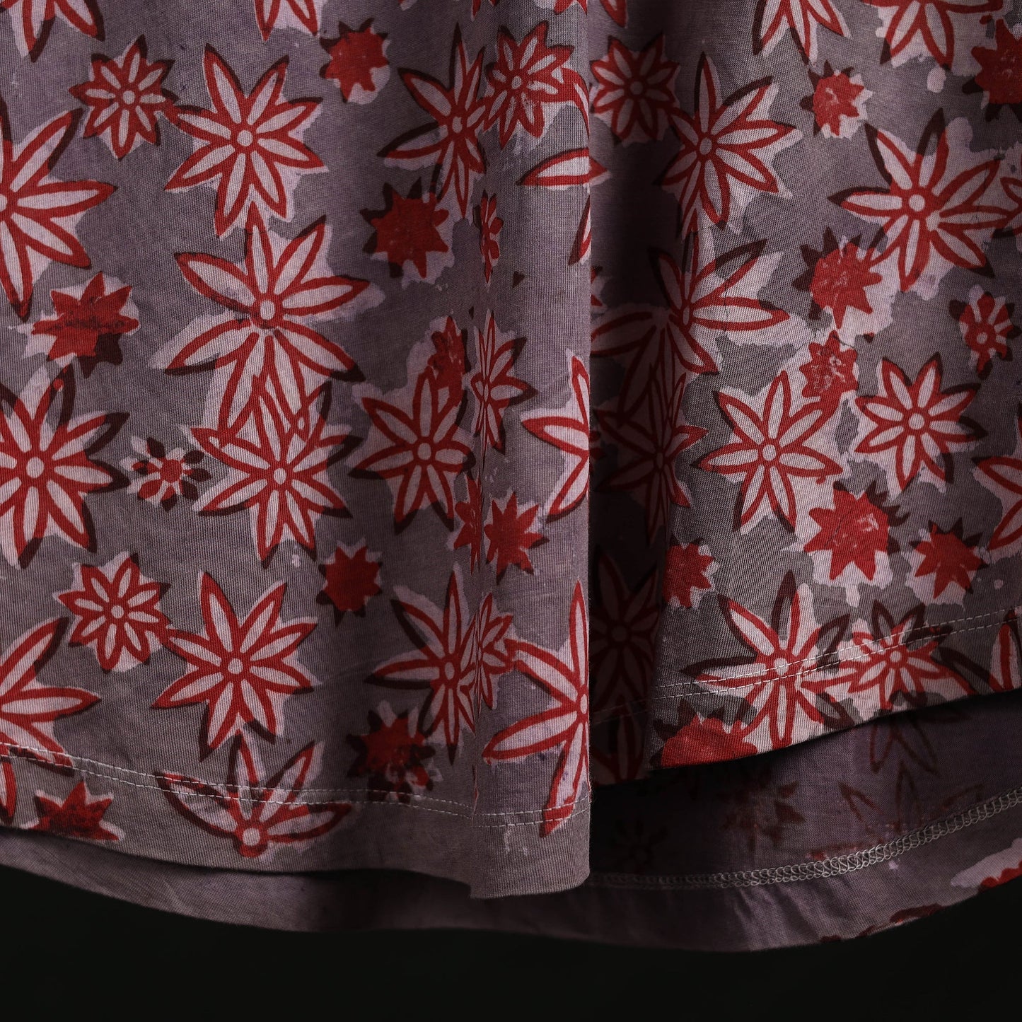 Natural dyed bindaas block art printed cotton v neck