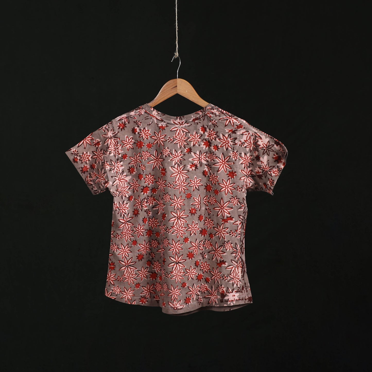 Natural dyed bindaas block art printed cotton v neck