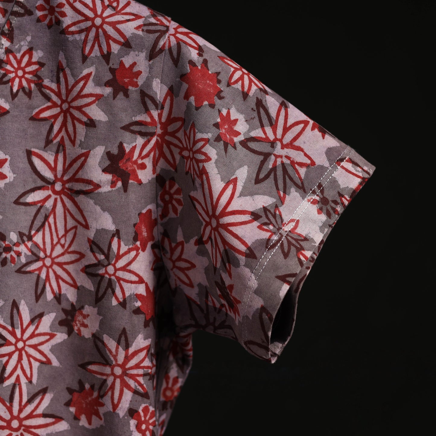 Natural dyed bindaas block art printed cotton v neck