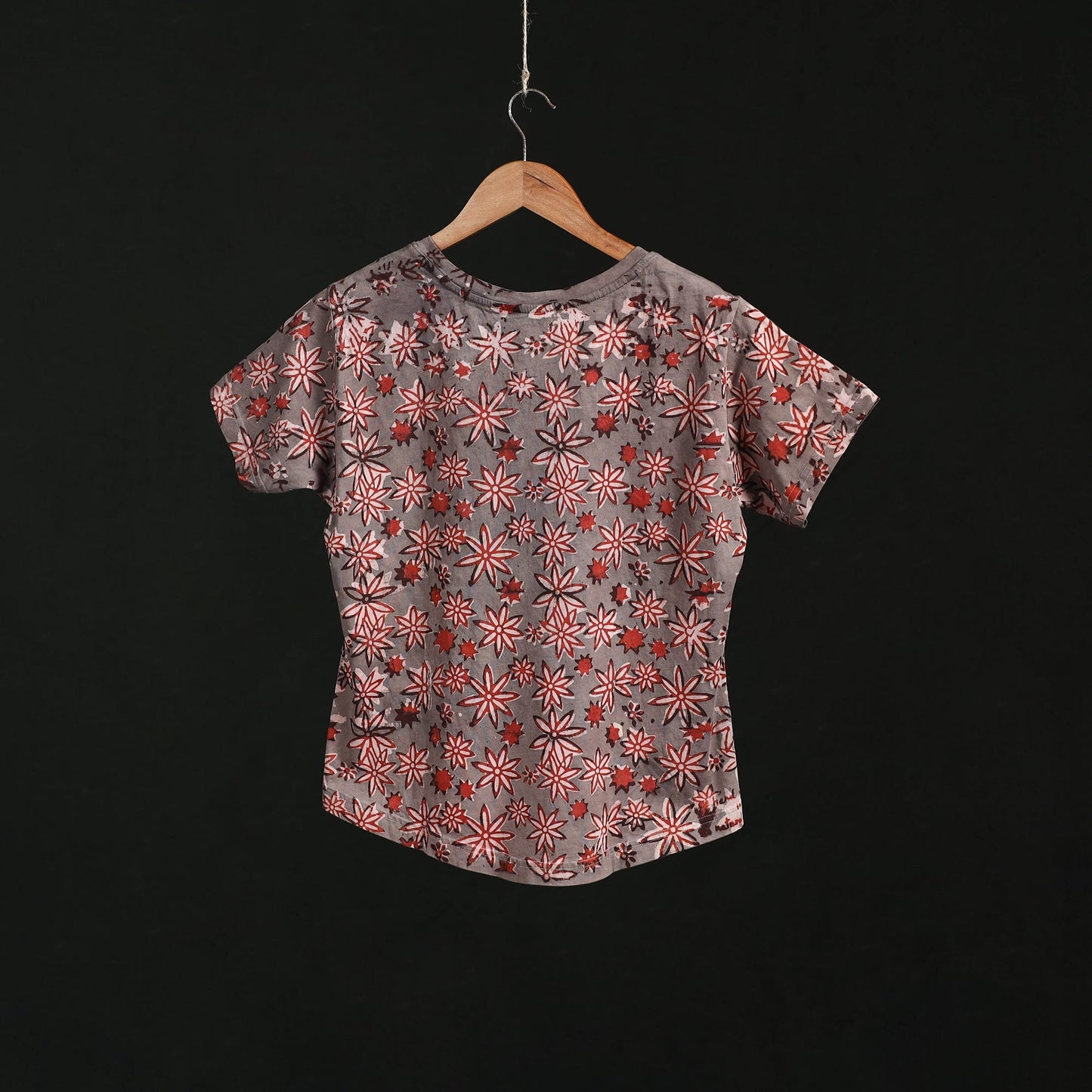 Natural dyed bindaas block art printed cotton v neck