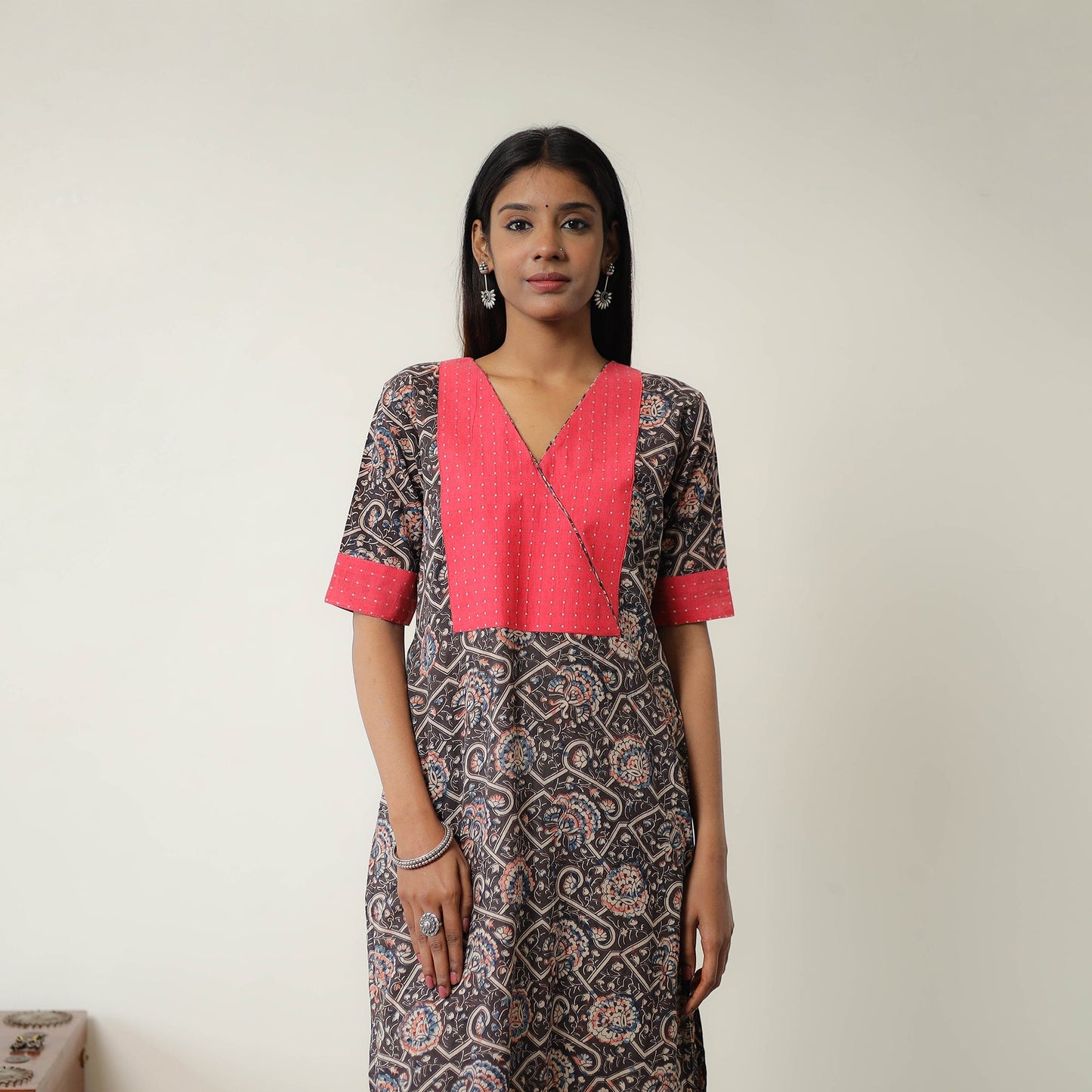 Natural Dyed Block Print Cotton Kalamkari Kurta for Women