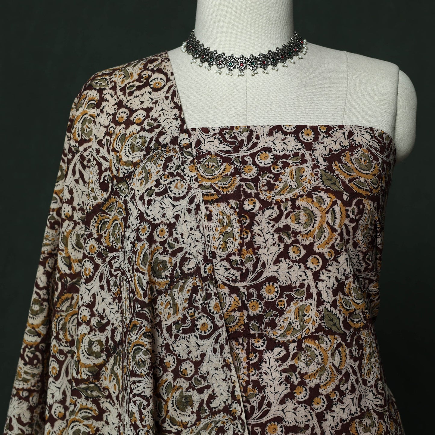 Natural dyed block print cotton pedana kalamkari 2pc
