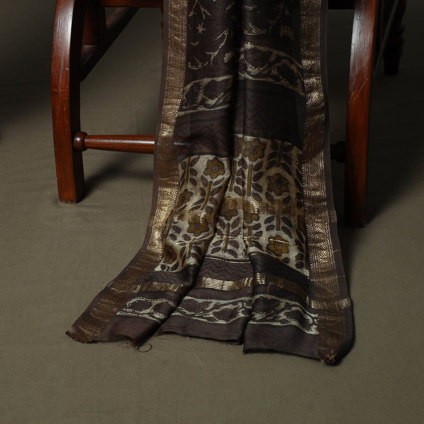 Natural dyed block print maheshwari silk jahota 3pc