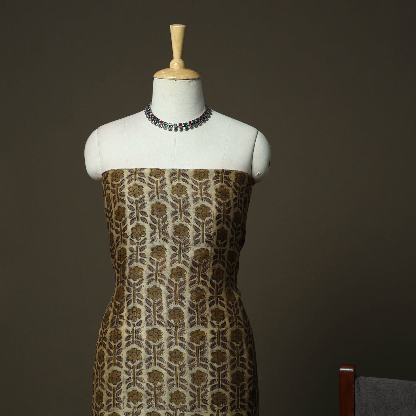 Natural dyed block print maheshwari silk jahota 3pc