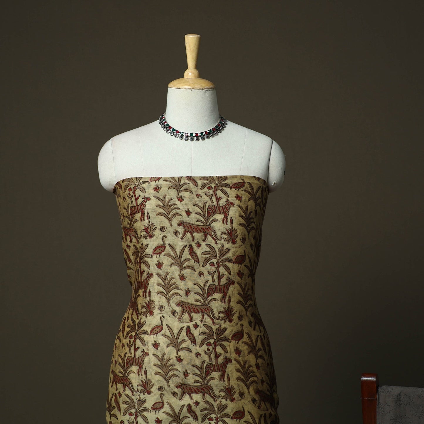 Natural dyed block print maheshwari silk vanaspati bagru