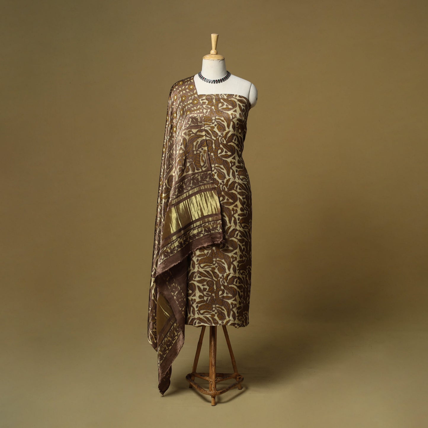 Natural dyed modal silk bagru 2pc unstitched dress material