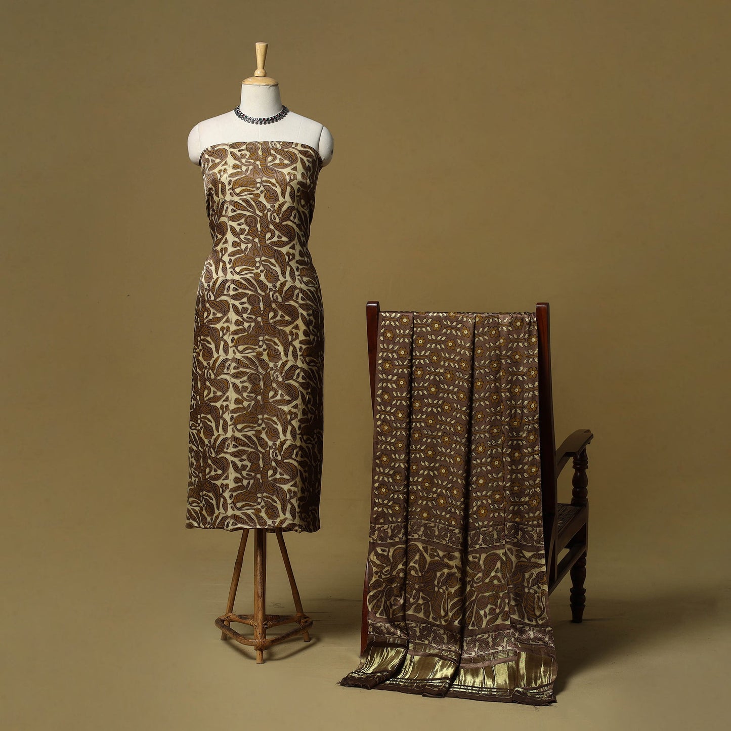 Natural dyed modal silk bagru 2pc unstitched dress material