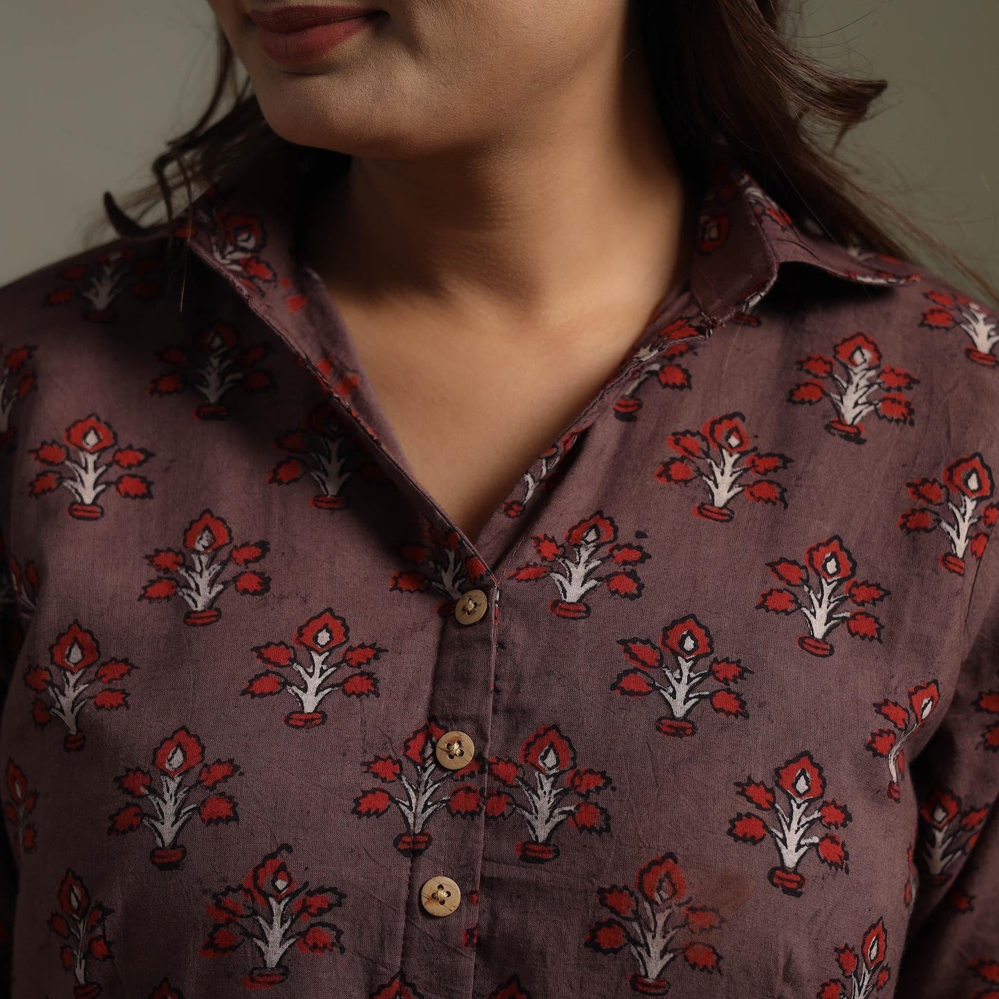 Natural dyed cotton flared dress 10 - handcrafted