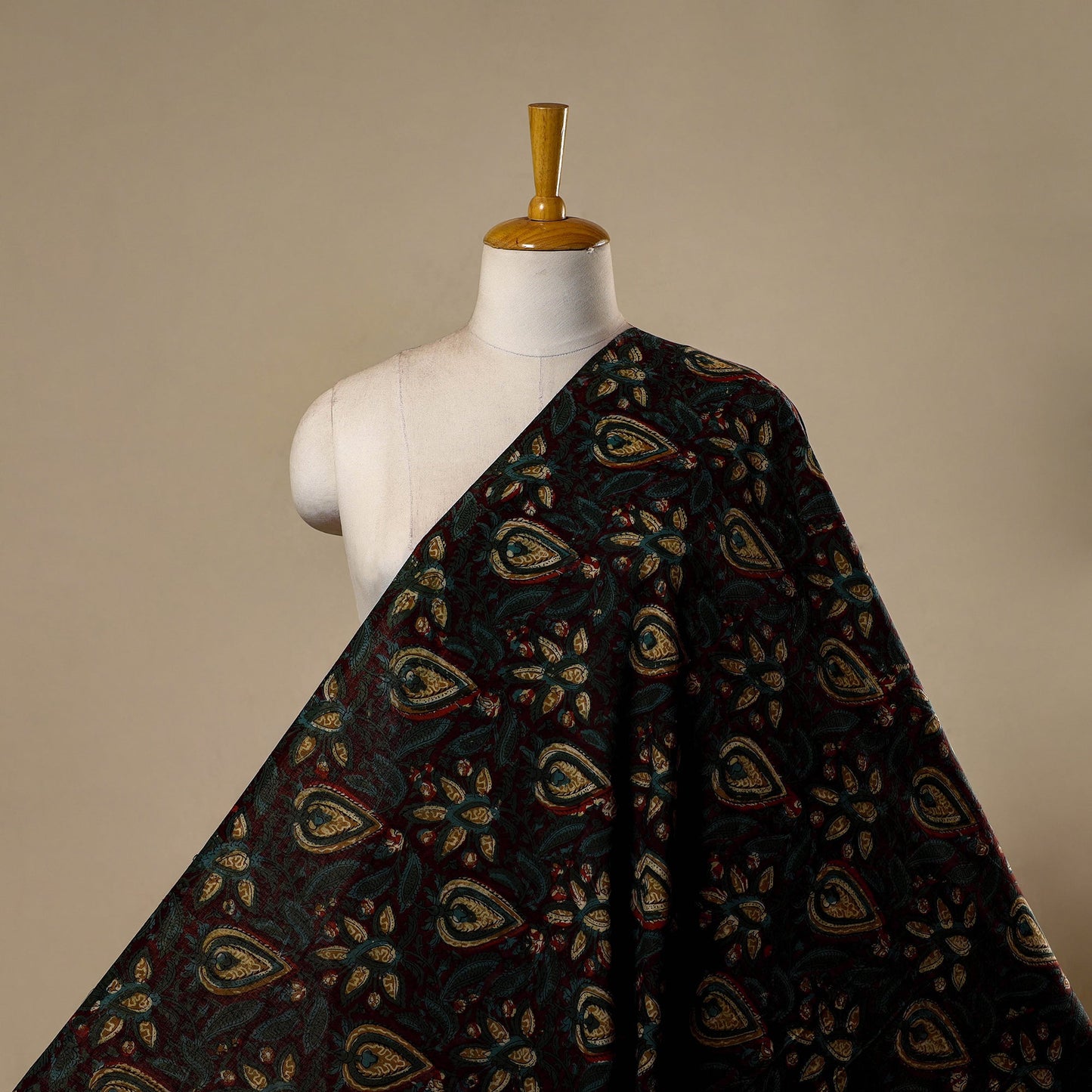 Natural dyed cotton hand jahota fabric 22 - handcrafted