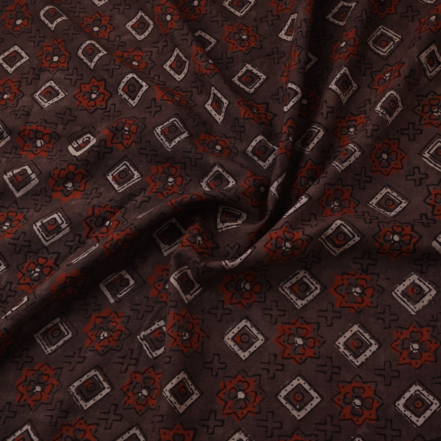 Natural dyed cotton kutch hand block ajrakh print fabric 27