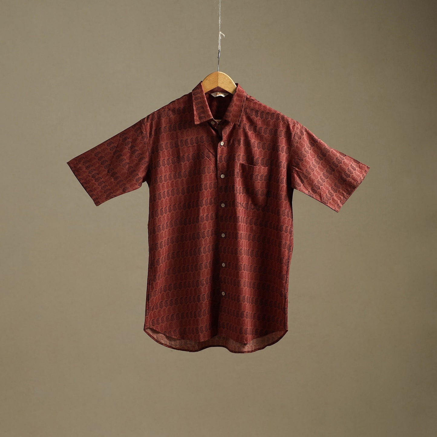 Natural dyed cotton men half sleeve hand bagh shirt 14