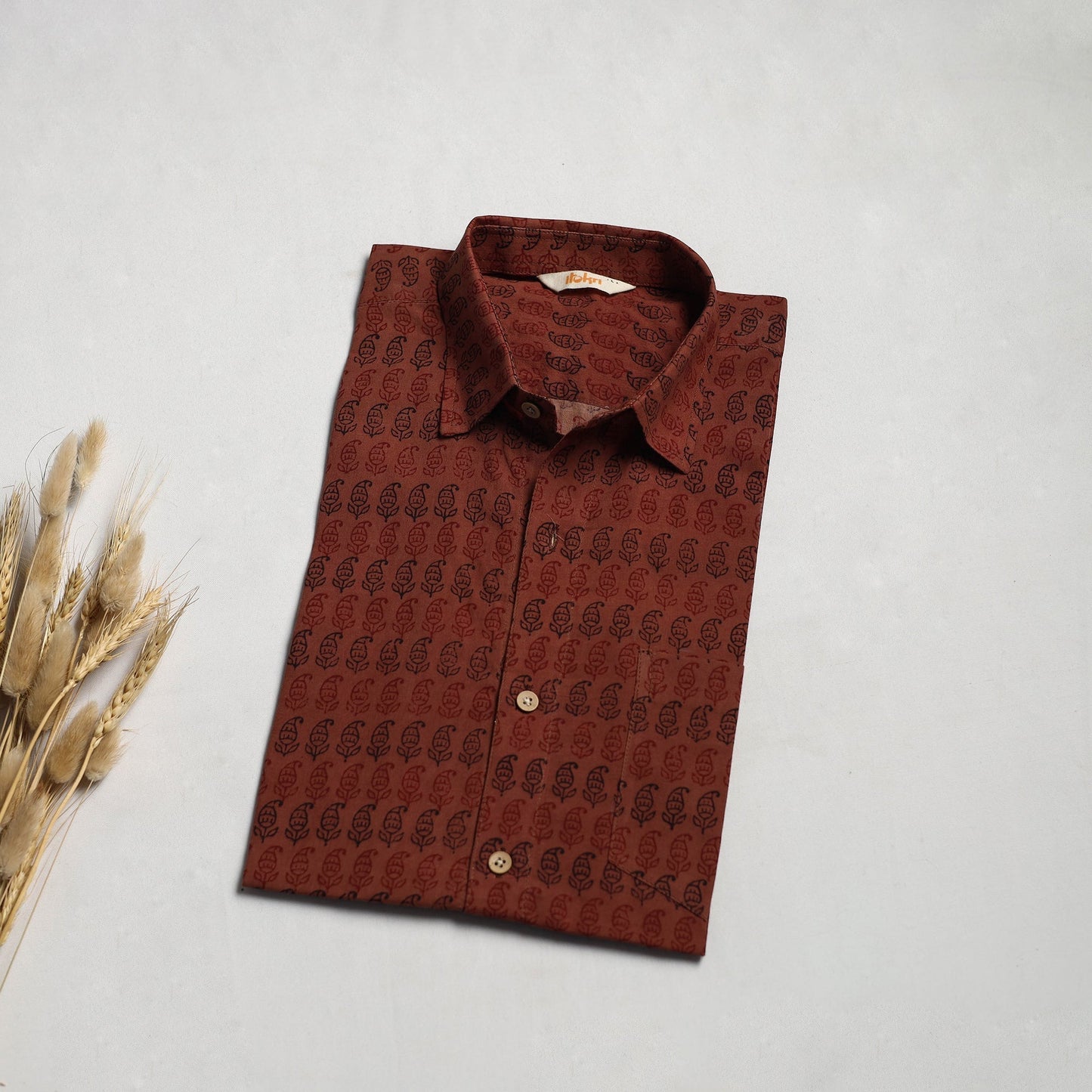 Natural dyed cotton men half sleeve hand bagh shirt 14