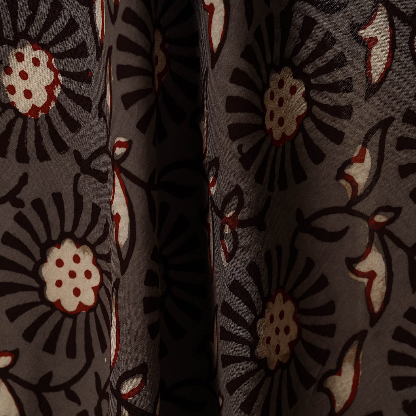 Brown - natural dyed cotton nandana fabric 07 - handcrafted