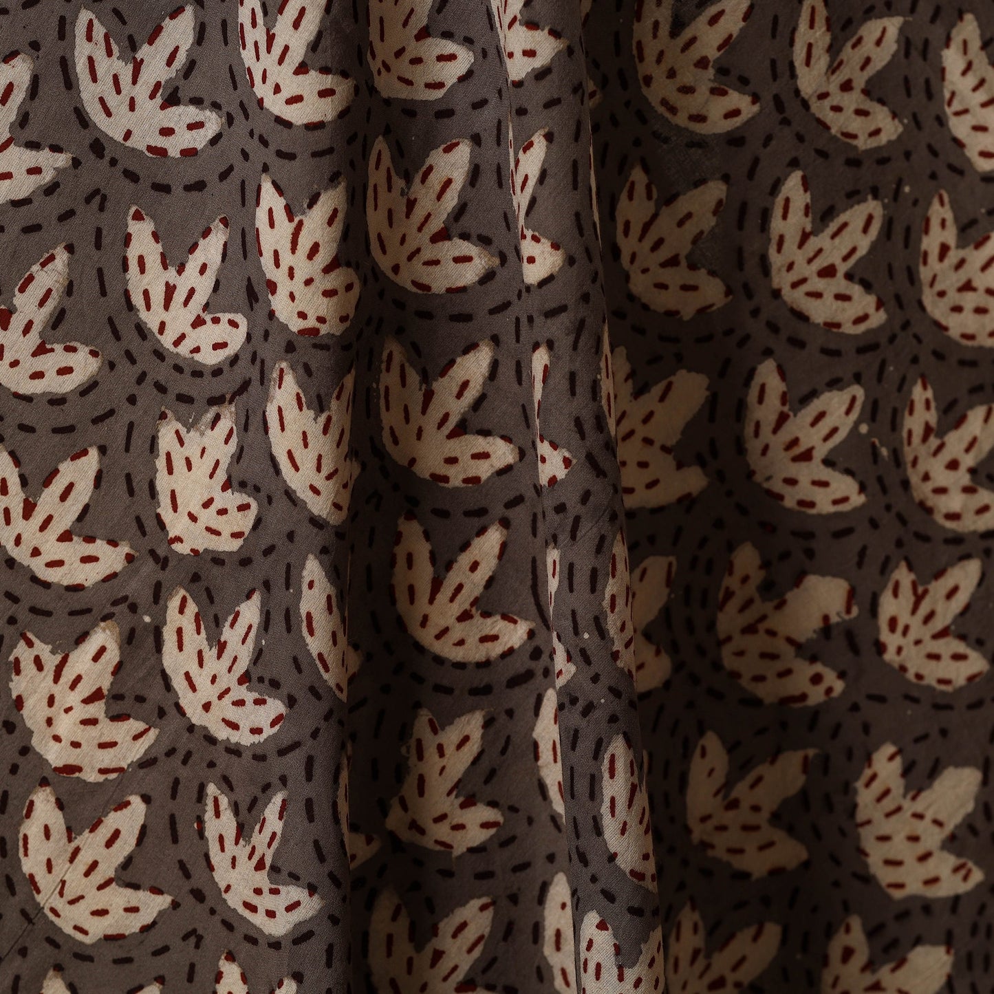 Brown - natural dyed cotton nandana fabric 09 - handcrafted