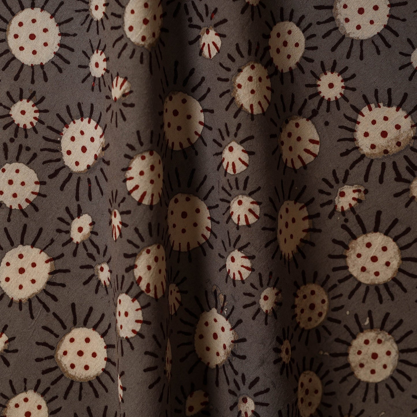 Brown - natural dyed cotton nandana fabric 10 - handcrafted