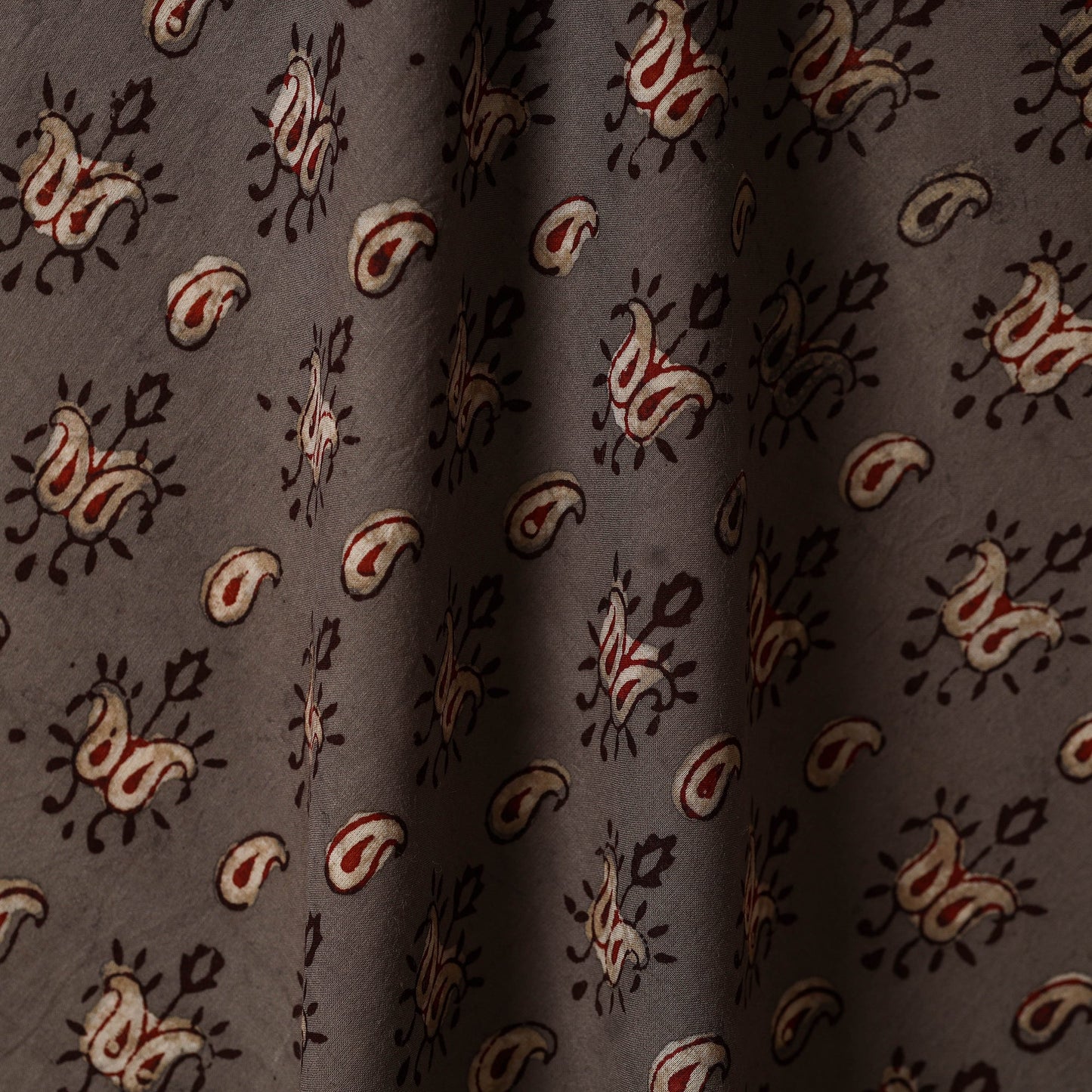 Brown - natural dyed cotton nandana fabric 13 - handcrafted