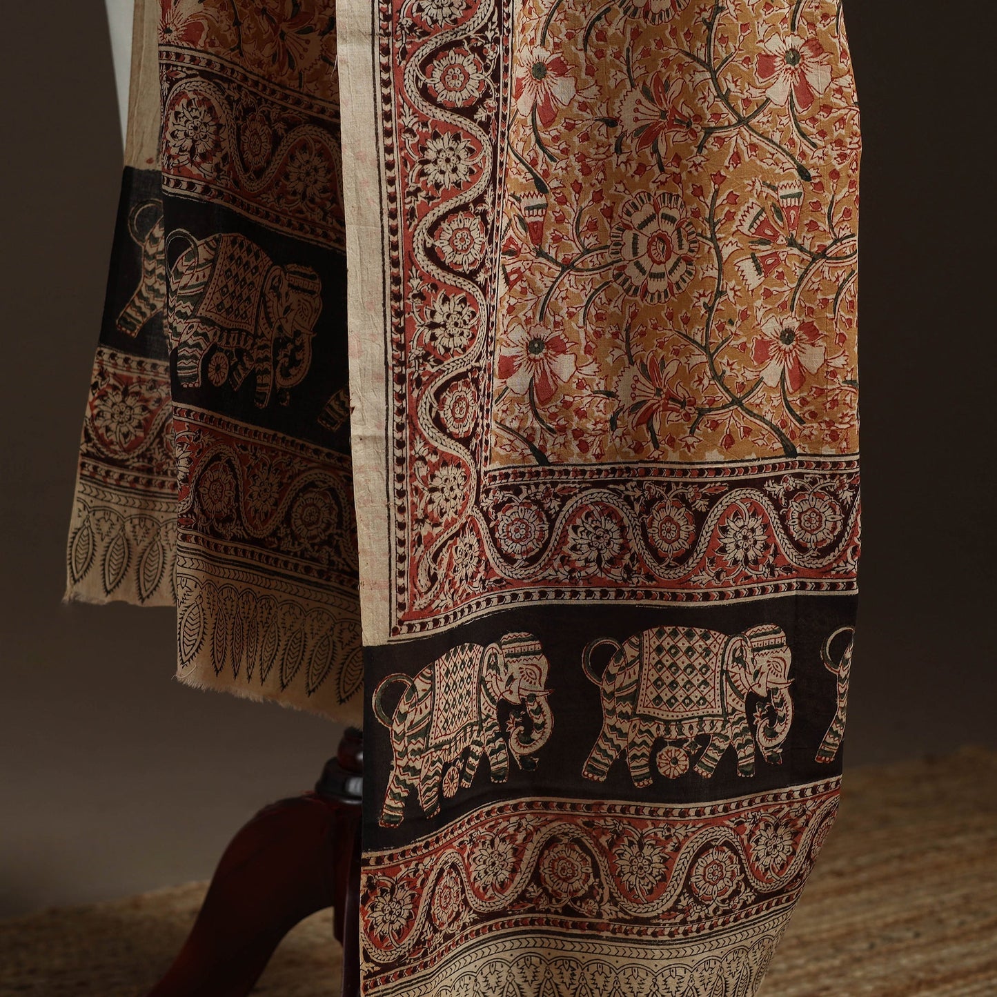 Natural dyed cotton pedana kalamkari dupatta 05
