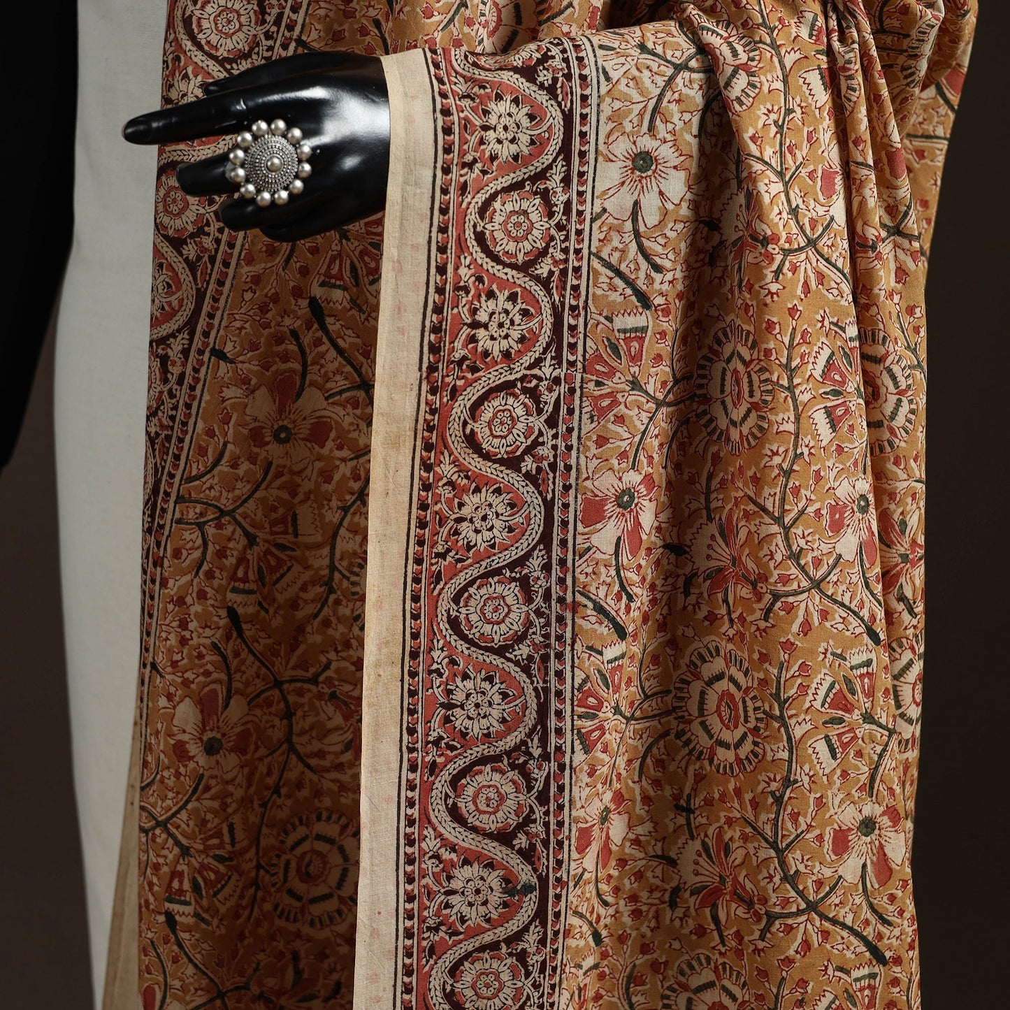 Natural dyed cotton pedana kalamkari dupatta 05