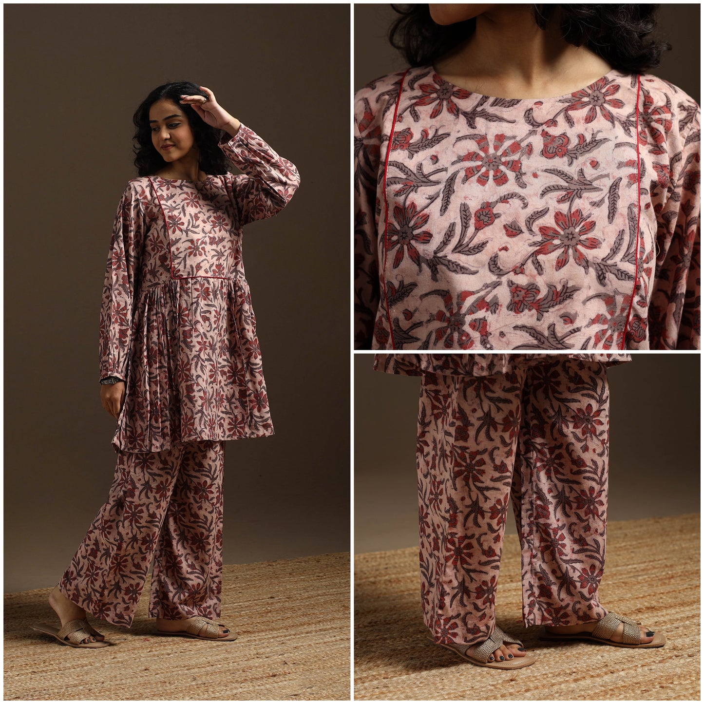 Natural dyed cotton vanaspati bagru co-ord set 09