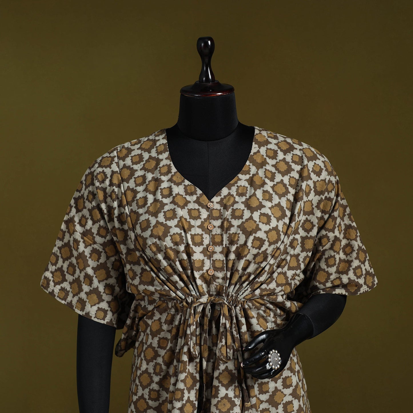 Natural dyed hand akola cotton short kaftan 43 - handcrafted