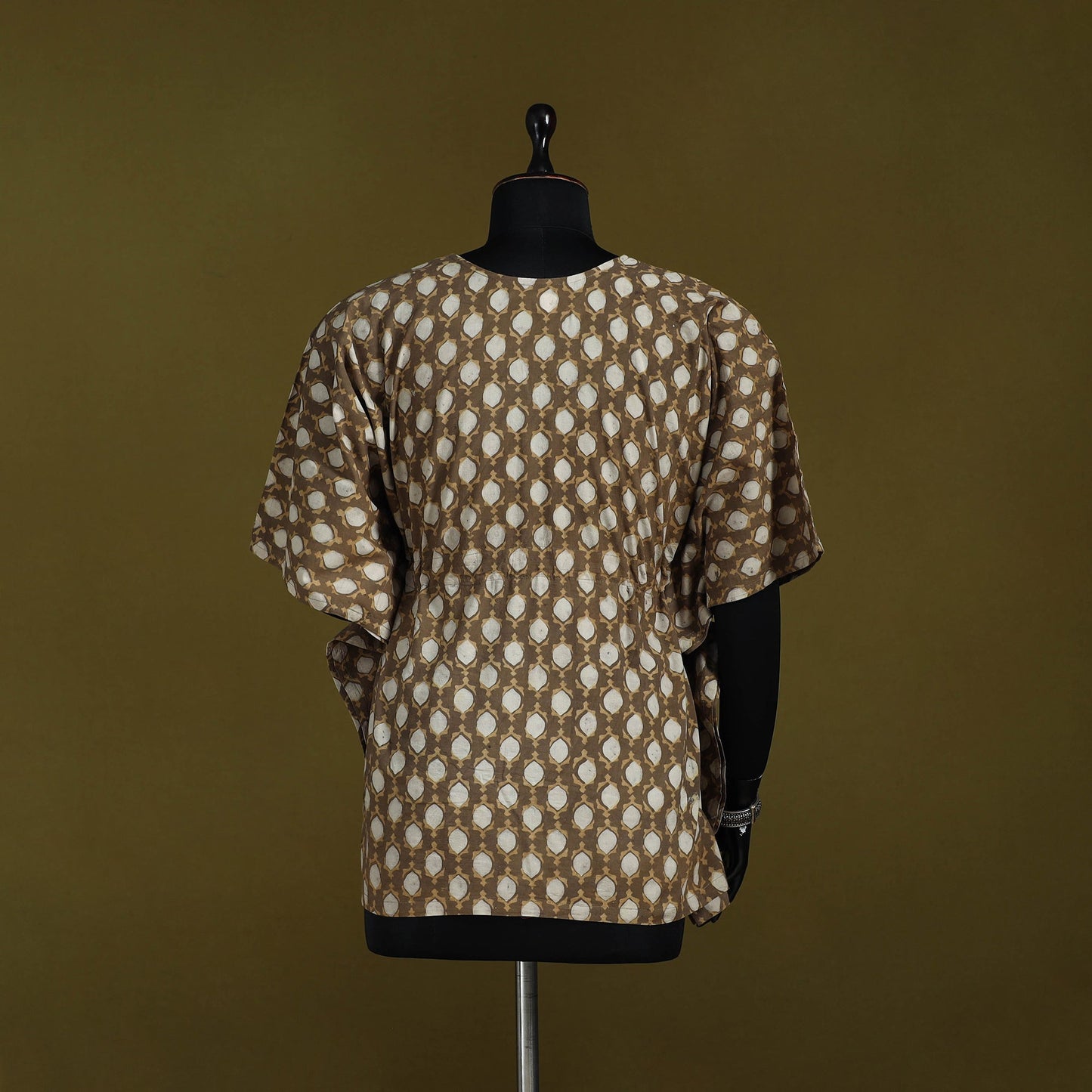 Natural dyed hand akola cotton short kaftan 44 - handcrafted