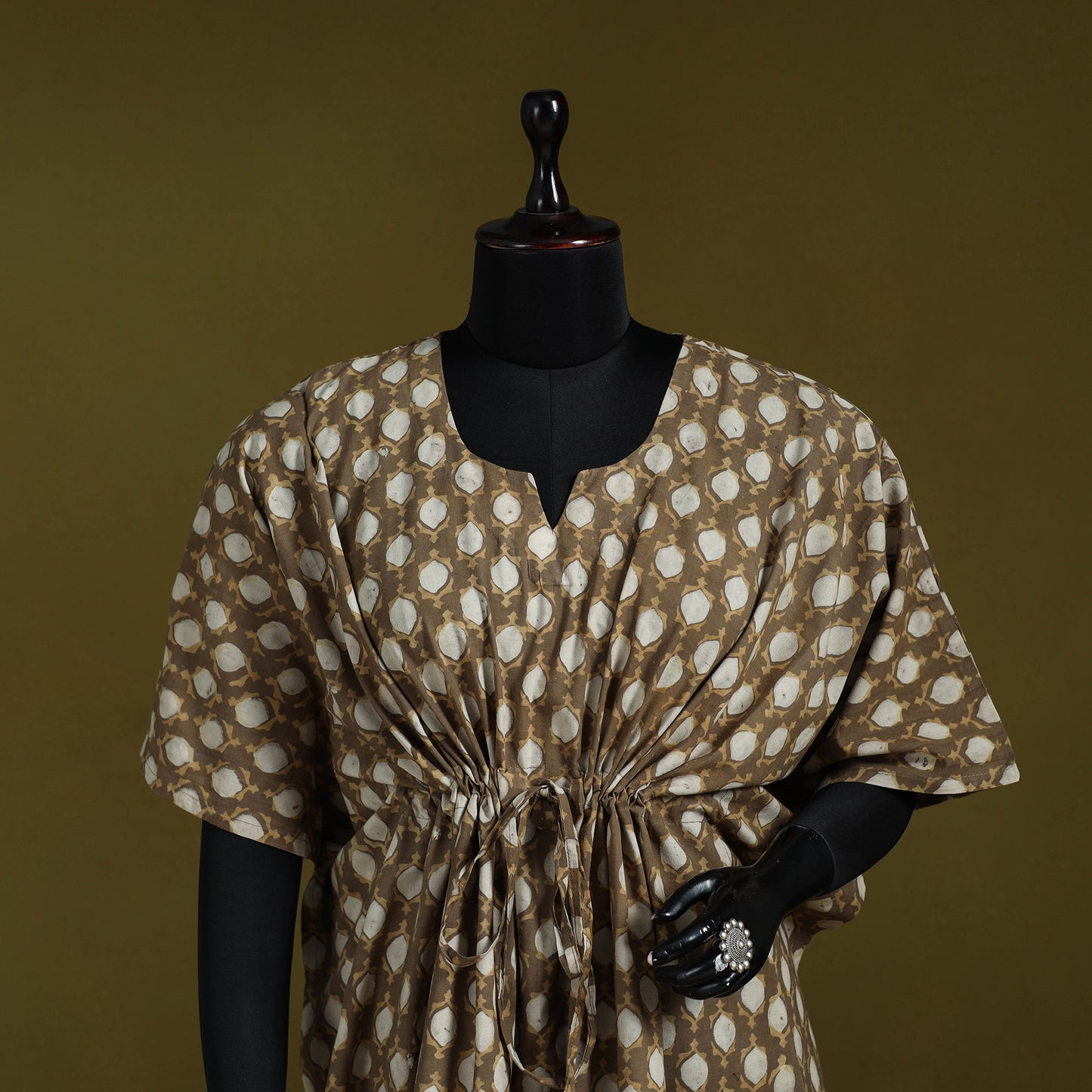 Natural dyed hand akola cotton short kaftan 44 - handcrafted