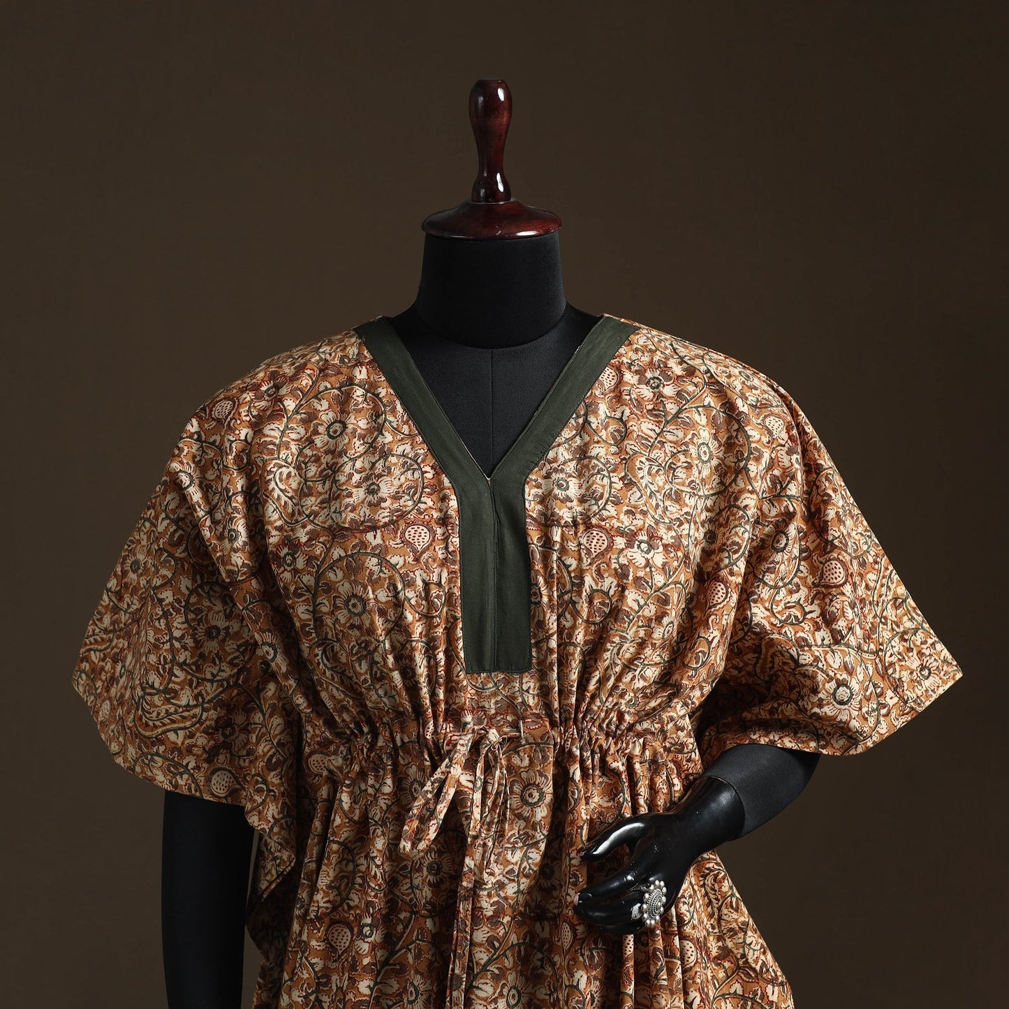 Natural dyed hand block kalamkari print cotton kaftan