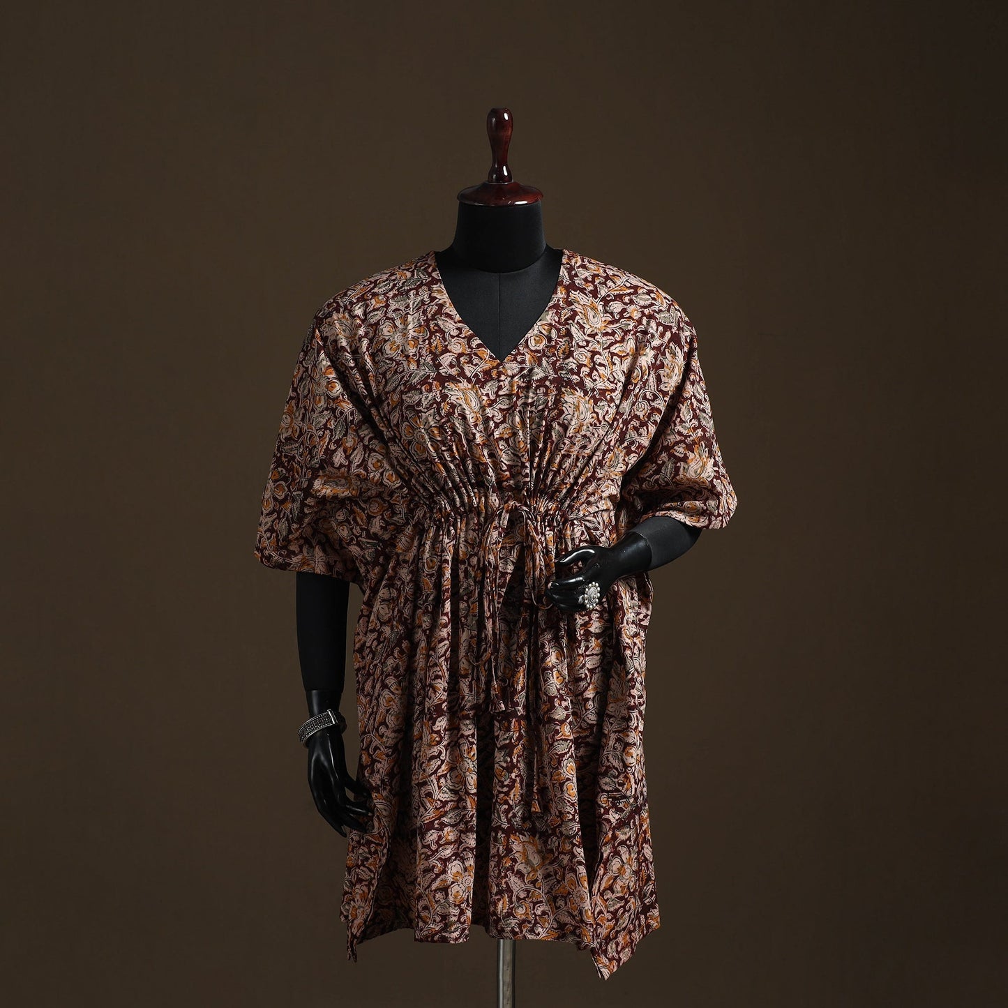 Natural dyed hand block kalamkari print cotton kaftan
