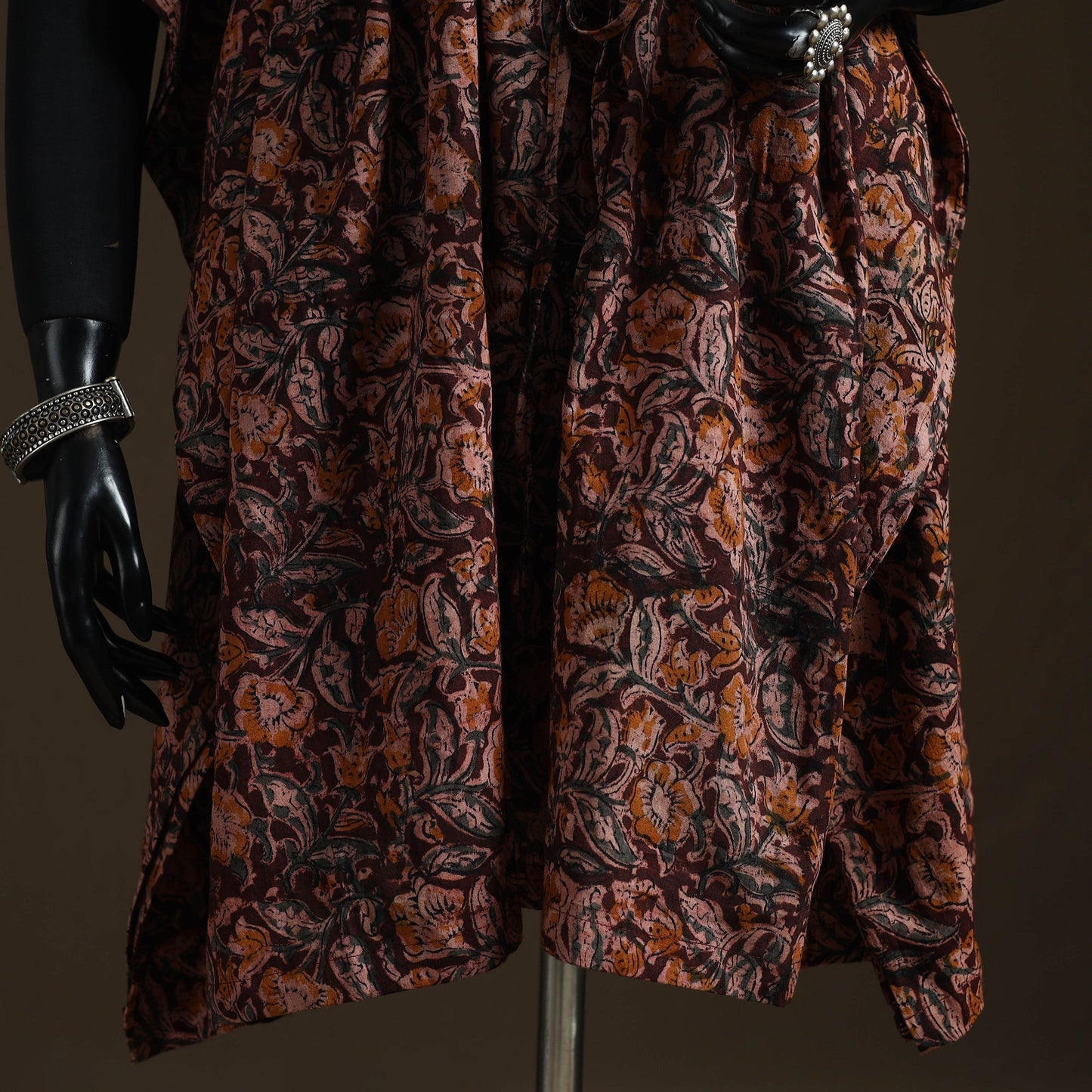 Natural dyed hand block kalamkari print cotton kaftan
