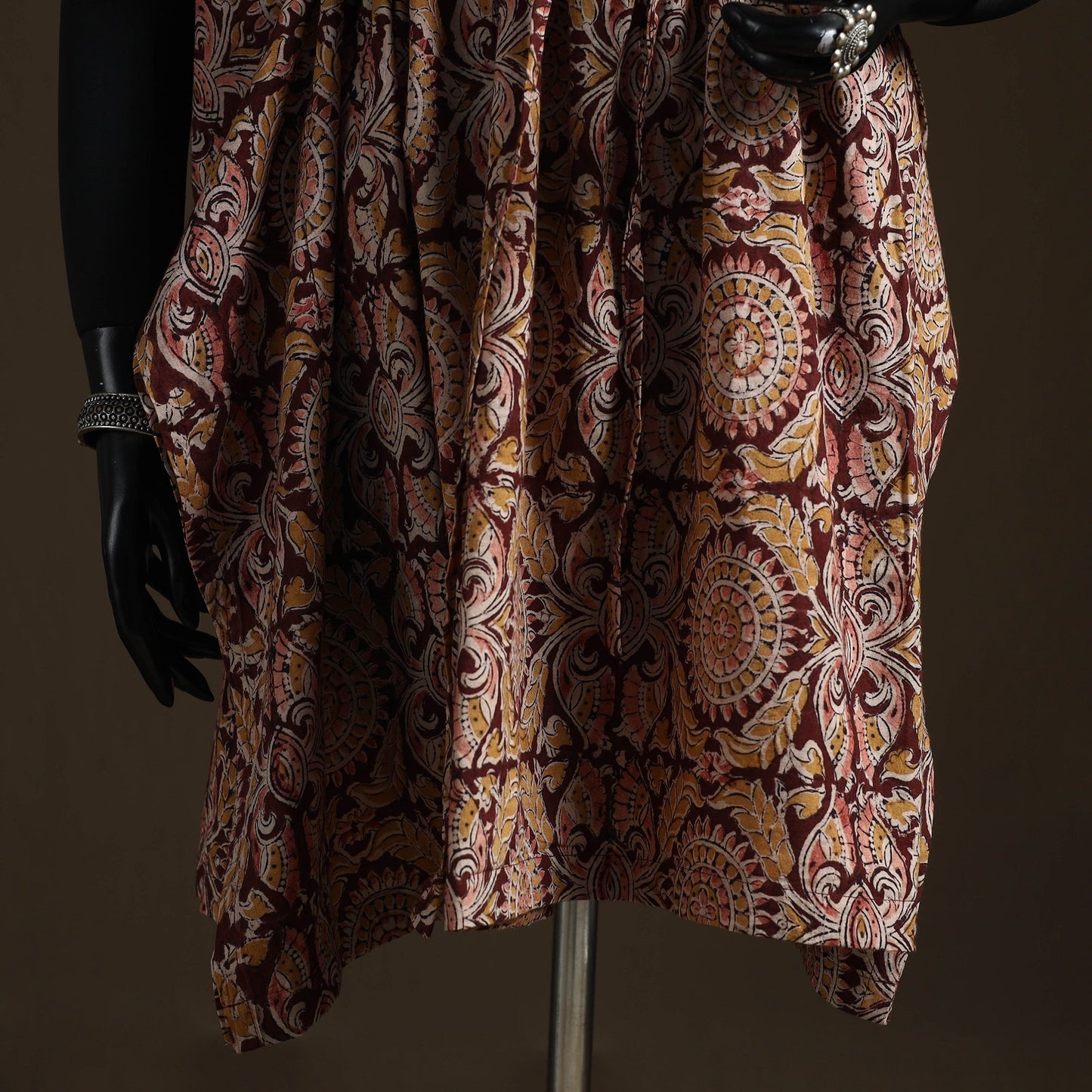 Natural dyed hand block kalamkari print cotton kaftan